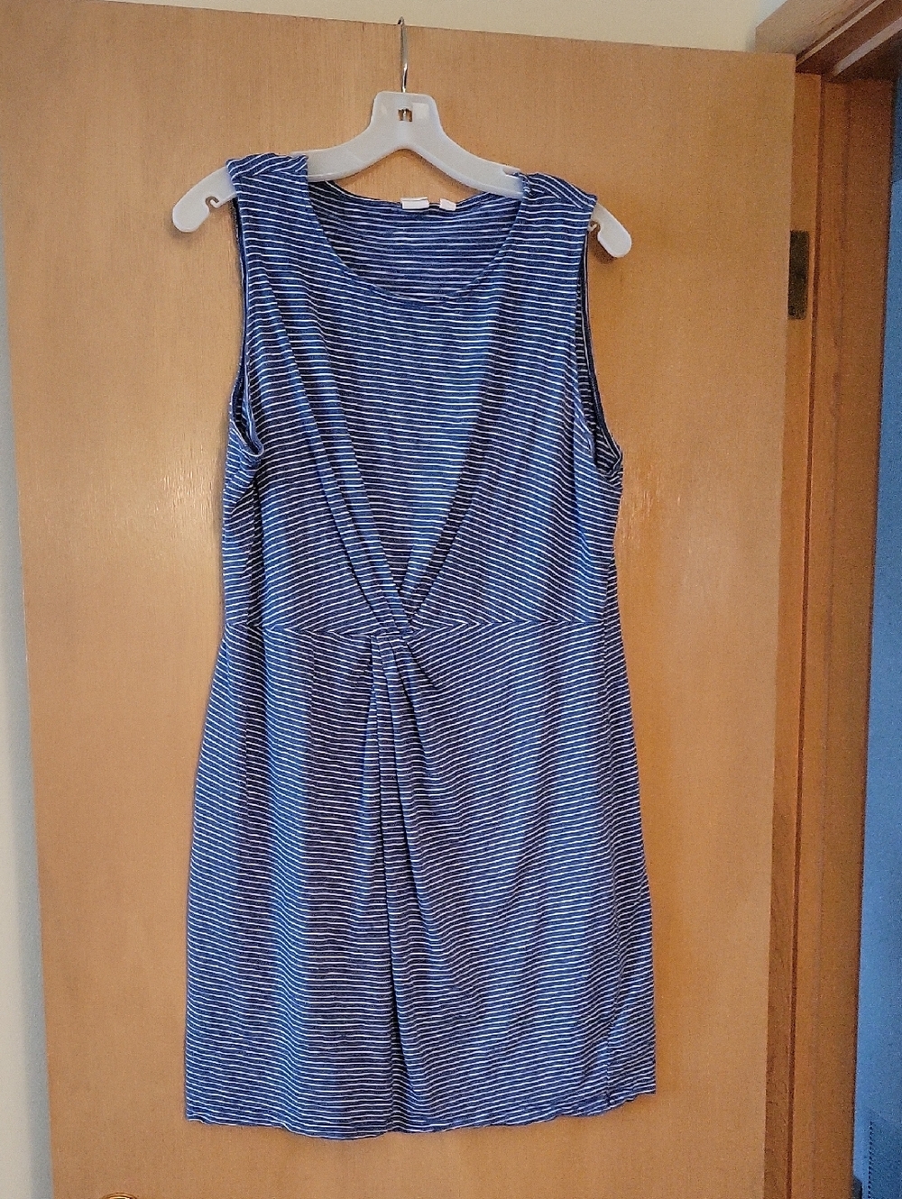 GAP Blue and White Striped Knot-Front Sleeveless Dress